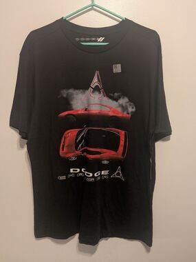 Dodge Charger Black Short Sleeve Tee with Red Car Graphic
